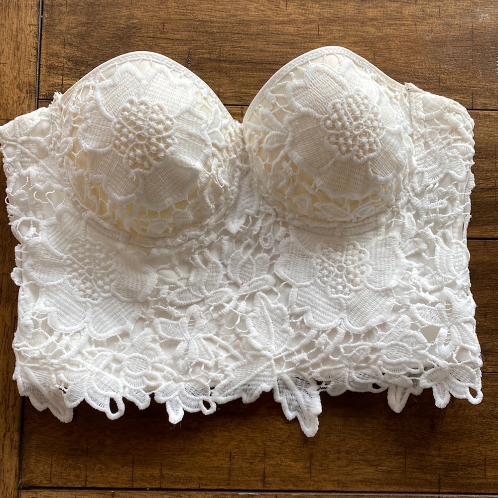 White lace crop top